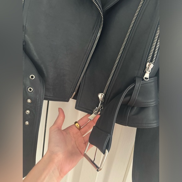 Veronica Beard Jylan Leather Moto Jacket Size 4/Small - Dark blue/grey - Picture 2 of 11